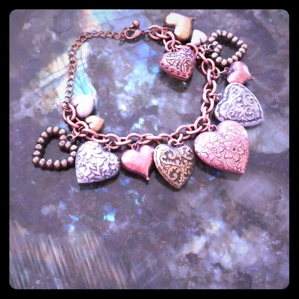 ❤️‎ Multi Metal Hearts Charm Bracelet